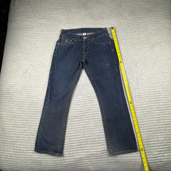 True Religion Ricky Jean Men 29x27 Relaxed Straight Denim Pocket Big T Flap Y2K - Picture 2 of 10